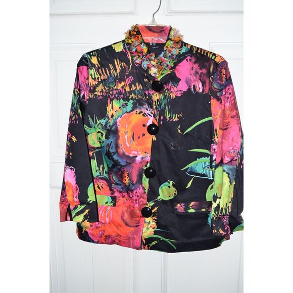 Berek Womens Sz S Colorful Cropped Jacket Retro 70s 80s Art-to-Wear - Picture 4 of 8